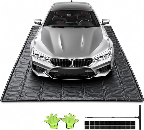 (7'9"× 18") سجادات جراج للأرضيات، حواف مرتفعة من PVC مقاس 1.2 بوصة للسيارات وسيارات الدفع الرباعي والشاحنات للجراجات السكنية ومواقف السيارات والمستودعات ومحلات الإصلاح، تتضمن قفازات ومكشطة وأشرطة فيلكرو in Kuwait