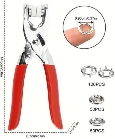 100 Sets Metal Snap Buttons Kit, Copper Sewing Snaps with Anti-Slip Press Pliers, 9.5mm 10 Colors for DIY Crafts Clothes Hats Fabric in Kuwait