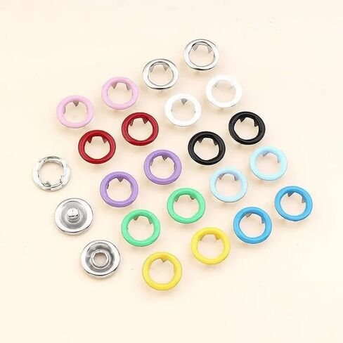 100 Sets Metal Snap Buttons Kit, Copper Sewing Snaps with Anti-Slip Press Pliers, 9.5mm 10 Colors for DIY Crafts Clothes Hats Fabric in Kuwait
