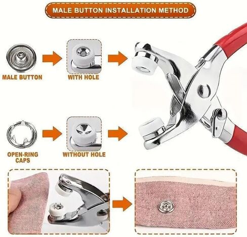 100 Sets Metal Snap Buttons Kit, Copper Sewing Snaps with Anti-Slip Press Pliers, 9.5mm 10 Colors for DIY Crafts Clothes Hats Fabric in Kuwait