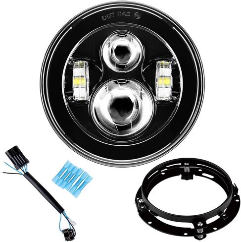 SUNPIE 7 inch Head light Black Compatible with H_arley Street Glide/Tri/Electra Glide, Compatible with Road King Softail Deluxe Heritage with Mount Bracket in Kuwait