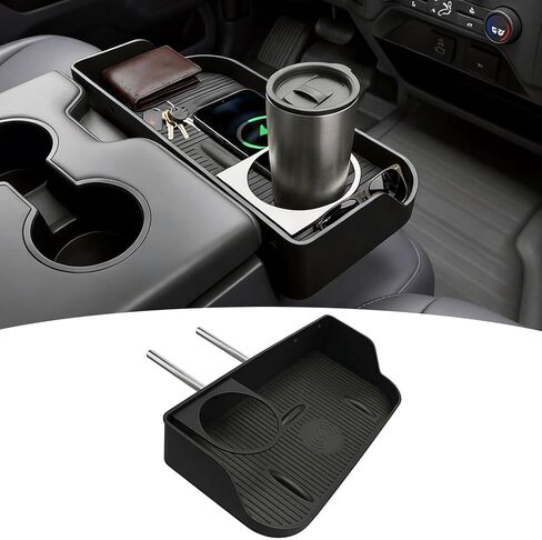 صينية مسند رأس مقعد القفز مع شاحن لاسلكي 15 وات لـ 2011-2026 Ford F150 F250 F350 F450 F550 F650 - منظم وحدة التحكم المركزية، 2 حامل أكواب قابلين للفصل، سجادات مضادة للانزلاق in Kuwait