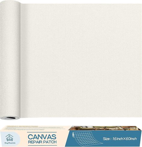 KING MOUNTAIN Canvas Repair Patch 16×60 Inch Self-Adhesive Waterproof Fabric Patch for Sofas, Tents, Furniture,Tote Bags, Car Seats (Off White) in Kuwait