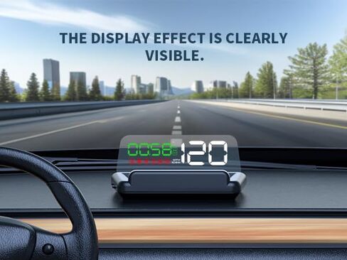 C500 HUD OBD2 Gauge Display – Heads Up Display for Cars, Speed Display for Car with Auto-Dimming, OBD Speedometer, Overheating Warning, RPM & Voltage Monitor, for Car Owners & Daily Driving in Kuwait