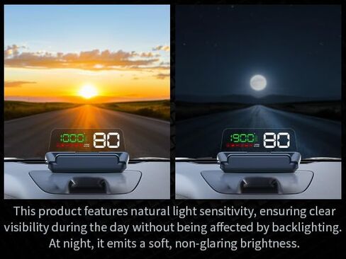 C500 HUD OBD2 Gauge Display – Heads Up Display for Cars, Speed Display for Car with Auto-Dimming, OBD Speedometer, Overheating Warning, RPM & Voltage Monitor, for Car Owners & Daily Driving in Kuwait
