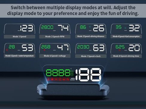 C500 HUD OBD2 Gauge Display – Heads Up Display for Cars, Speed Display for Car with Auto-Dimming, OBD Speedometer, Overheating Warning, RPM & Voltage Monitor, for Car Owners & Daily Driving in Kuwait