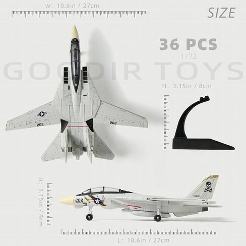 1:72 Scale F-14 Fighter Jet Quick Build Model Kit Plastic F14 Fun Toy Airplane Assembly Aircraft Model with Stand Kids Suit for Birthday (36PCS) in Kuwait