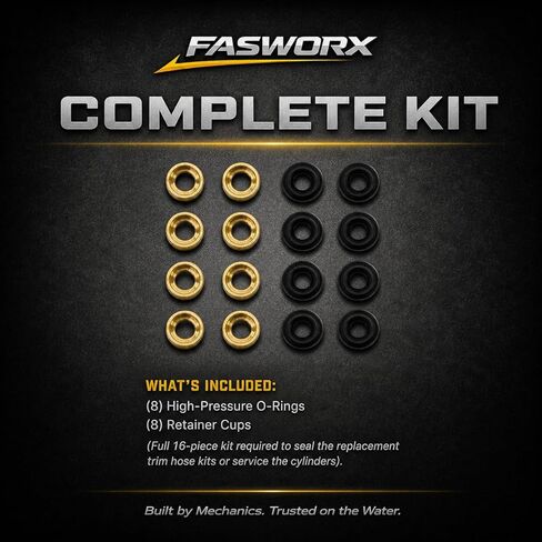 FASWORX 3889431 Power Trim Line Service Seal Kit | Replaces Volvo Penta SX-A, DPS-A, DPS-B, TSK-A Transom Shields & Sterndrives | 16-Piece Hydraulic O-Ring & Retainer Cup Set in Kuwait