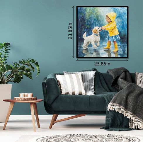 Funny Dog Puzzles for Adults 1000 Pieces, Cute Animal Jigsaw Puzzle, Rainny Puppy Girl Puzzle as Home Wall Art Decor in Kuwait
