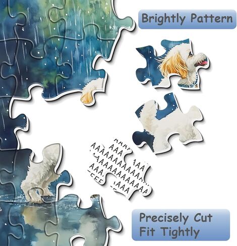 Funny Dog Puzzles for Adults 1000 Pieces, Cute Animal Jigsaw Puzzle, Rainny Puppy Girl Puzzle as Home Wall Art Decor in Kuwait