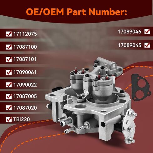 17087101 Throttle Body Compatible with Chevy for GMC 350 5.7L Truck Silverado Tahoe Suburban 1987-1990 TBI220 17087020 in Kuwait