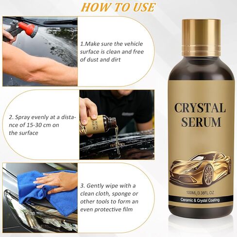2PCS PTZ Crystal Serum Advanced Graphene Ceramic Coating for Cars, 9H Hardness, Super Hydrophobic Anti-Scratch UV Protection for Vehicle Exterior (1pc*100ML) in Kuwait