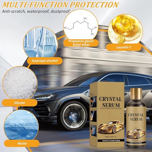 2PCS PTZ Crystal Serum Advanced Graphene Ceramic Coating for Cars, 9H Hardness, Super Hydrophobic Anti-Scratch UV Protection for Vehicle Exterior (1pc*100ML) in Kuwait