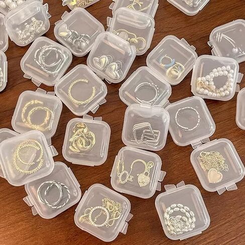 30Pcs Clear Jewelry Storage Cases, Travel Organizer Boxes for Necklace Bracelet Ring, Small Portable Holder in Kuwait