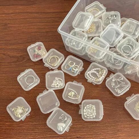 30Pcs Clear Jewelry Storage Cases, Travel Organizer Boxes for Necklace Bracelet Ring, Small Portable Holder in Kuwait