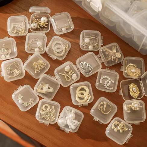 30Pcs Clear Jewelry Storage Cases, Travel Organizer Boxes for Necklace Bracelet Ring, Small Portable Holder in Kuwait