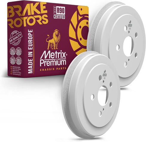 أجزاء الهيكل الفاخرة من Metrix - 9.53 بوصة (242 مم) مجموعة طبلة الفرامل الخلفية المطلية بقطعتين تناسب 2002-2008 Toyota Corolla التي تم بناؤها بعد 4/2002، 2004-2008 Toyota Prius، 2000-2005 Toyota Celica، استبدال 9734R in Kuwait