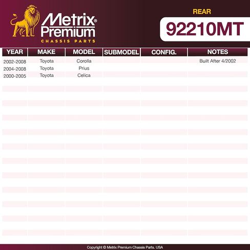 أجزاء الهيكل الفاخرة من Metrix - 9.53 بوصة (242 مم) مجموعة طبلة الفرامل الخلفية المطلية بقطعتين تناسب 2002-2008 Toyota Corolla التي تم بناؤها بعد 4/2002، 2004-2008 Toyota Prius، 2000-2005 Toyota Celica، استبدال 9734R in Kuwait