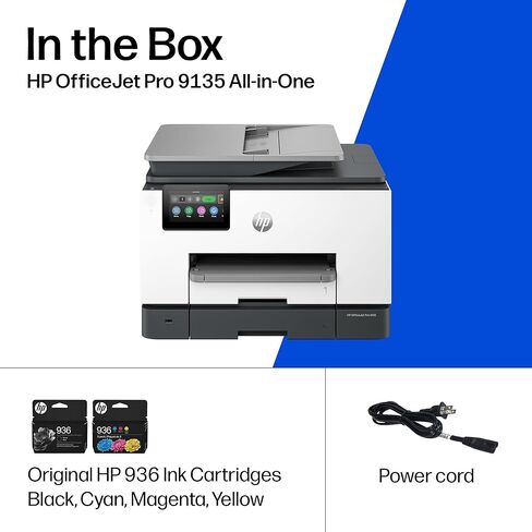 طابعة HP OfficeJet Pro 9135 اللاسلكية الكل في واحد نافثة للحبر الملونة، الطباعة، المسح الضوئي، النسخ، الفاكس، ADF، الطباعة/المسح الضوئي على الوجهين، الأفضل للمكتب، تجربة 3 أشهر من الحبر الفوري، قادرة على الذكاء الاصطناعي (C2WM0A) in Kuwait