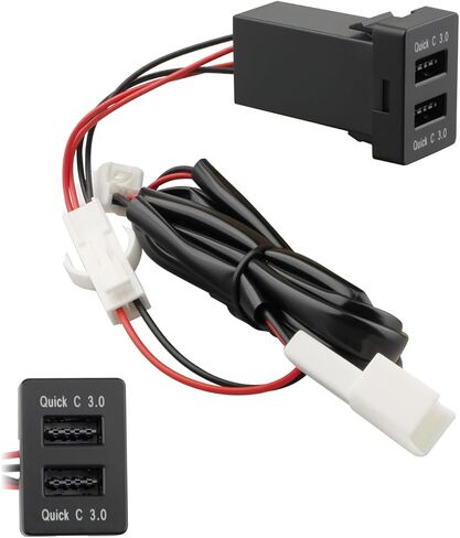 QC3.0 Dual USB Power Socket Car Charger Fit for Toyota Sequoia Highlander Tacoma Tundra 4Runner RAV4 Yaris – Quick Charge Car Charger USB Adapter in Kuwait