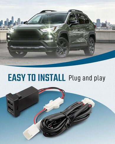 QC3.0 Dual USB Power Socket Car Charger Fit for Toyota Sequoia Highlander Tacoma Tundra 4Runner RAV4 Yaris – Quick Charge Car Charger USB Adapter in Kuwait