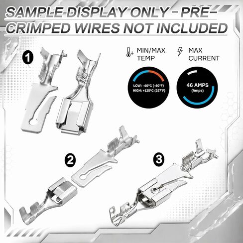 طقم أطراف كهربائية 50 قطعة من LEIFIDE متوافق مع 56 سلسلة من موصلات المجرف الذكور والإناث، محطات تجعيد الأسلاك النحاسية المطلية بالقصدير سريعة الانفصال لأسلاك السيارات DIY in Kuwait