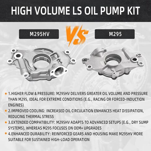 High Volume LS Oil Pump Kit M295HV with Gaskets & Balancer Bolt for GM 4.8,5.3,6.0L V8 Engines Compatible with Chevrolet Silverado Avalanche Suburban Tahoe Trailblazer GMC Sierra (1999-2020) in Kuwait