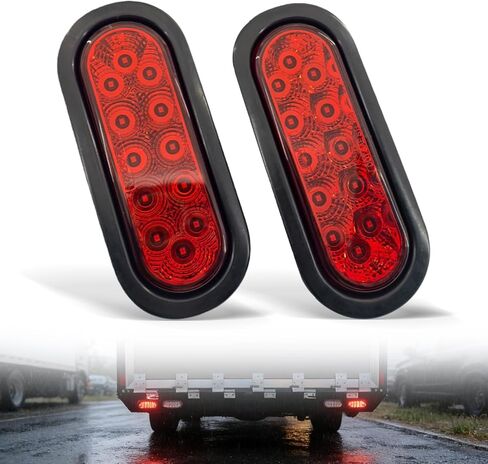 مجموعة مصابيح LED بيضاوية محكمة الغلق مقاس 6 بوصات، مصابيح إيقاف الانعطاف المعتمدة من DOT مع قابس جروميت، حزمة من 2 للشاحنات والمقطورات in Kuwait