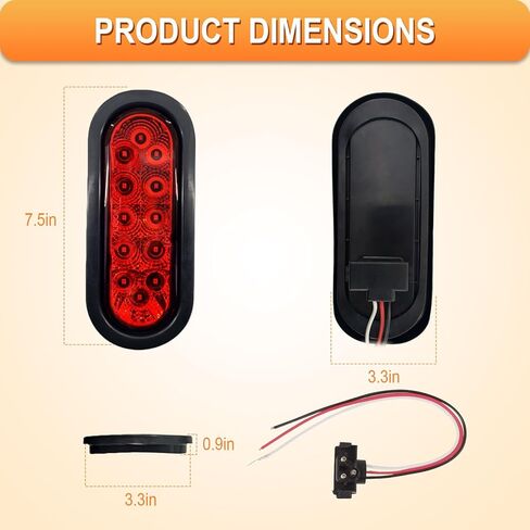 مجموعة مصابيح LED بيضاوية محكمة الغلق مقاس 6 بوصات، مصابيح إيقاف الانعطاف المعتمدة من DOT مع قابس جروميت، حزمة من 2 للشاحنات والمقطورات in Kuwait