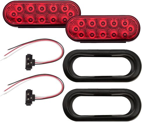 مجموعة مصابيح LED بيضاوية محكمة الغلق مقاس 6 بوصات، مصابيح إيقاف الانعطاف المعتمدة من DOT مع قابس جروميت، حزمة من 2 للشاحنات والمقطورات in Kuwait