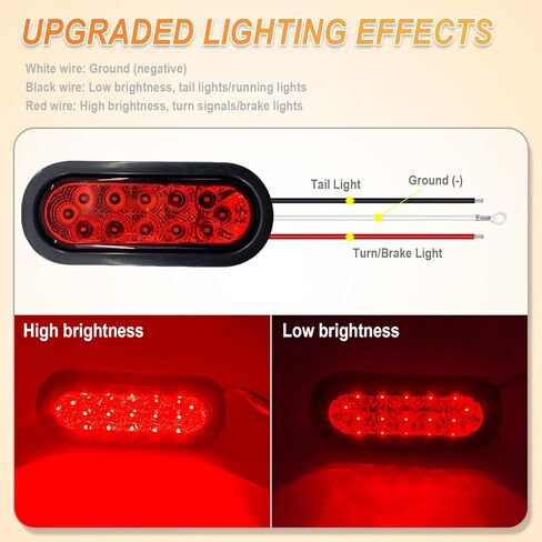 مجموعة مصابيح LED بيضاوية محكمة الغلق مقاس 6 بوصات، مصابيح إيقاف الانعطاف المعتمدة من DOT مع قابس جروميت، حزمة من 2 للشاحنات والمقطورات in Kuwait