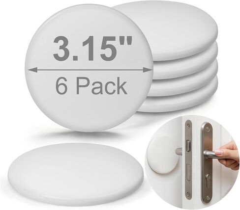 White Door Stoppers for Wall, 3.15" Self-Adhesive Door Knob Wall Protectors, 6 Pack Door Handle Stoppers, Door Bumpers to Prevent Scratches on Walls & Doors in Kuwait
