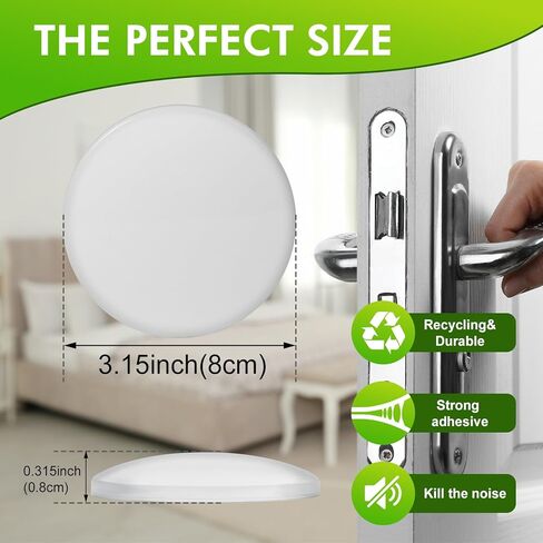 White Door Stoppers for Wall, 3.15" Self-Adhesive Door Knob Wall Protectors, 6 Pack Door Handle Stoppers, Door Bumpers to Prevent Scratches on Walls & Doors in Kuwait