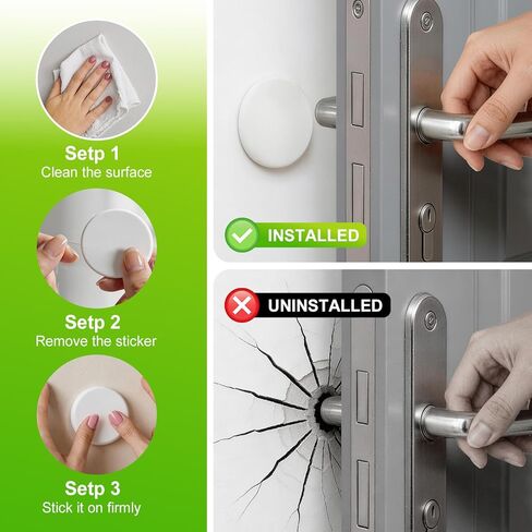 White Door Stoppers for Wall, 3.15" Self-Adhesive Door Knob Wall Protectors, 6 Pack Door Handle Stoppers, Door Bumpers to Prevent Scratches on Walls & Doors in Kuwait