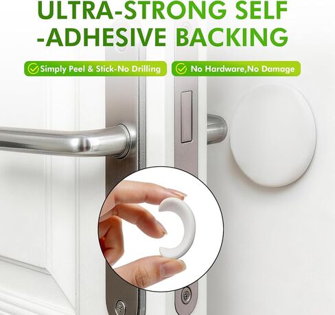 White Door Stoppers for Wall, 3.15" Self-Adhesive Door Knob Wall Protectors, 6 Pack Door Handle Stoppers, Door Bumpers to Prevent Scratches on Walls & Doors in Kuwait