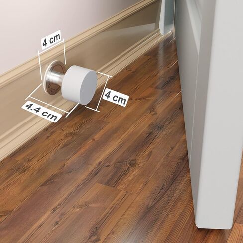 Door Stoppers 2-Pack with Extra Stickers - Two Self-Adhesive White Rubber Door Stops - Heavy Duty Stainless Steel Body with Sound Dampening Bumper Top - Ideal for Home and Office Use in Kuwait