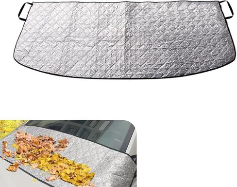 Car Windshield Cover, Anti-Snow and Anti-Debris Front Windshield Protector, Easy-to-Store Rain Gutter Shield for Blocking Leaves Rainwater Gravel, for Cars SUVs Autumn/Winter (Silver) in Kuwait