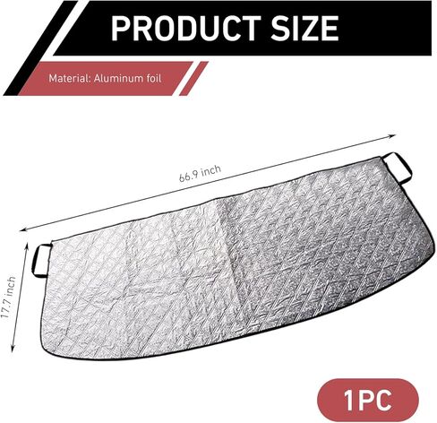 Car Windshield Cover, Anti-Snow and Anti-Debris Front Windshield Protector, Easy-to-Store Rain Gutter Shield for Blocking Leaves Rainwater Gravel, for Cars SUVs Autumn/Winter (Silver) in Kuwait