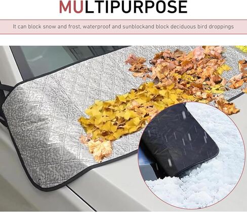 Car Windshield Cover, Anti-Snow and Anti-Debris Front Windshield Protector, Easy-to-Store Rain Gutter Shield for Blocking Leaves Rainwater Gravel, for Cars SUVs Autumn/Winter (Silver) in Kuwait