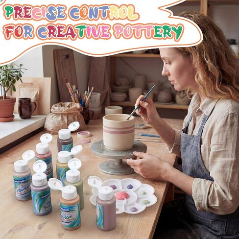 Lounsweer 12 Assorted 2 oz Underglaze Set Creative Ceramic Glaze Application Kit Glaze Ceramics Kit of 12 Colors for Bisque Fired Pottery Artists Ceramics Pottery Crafts in Kuwait