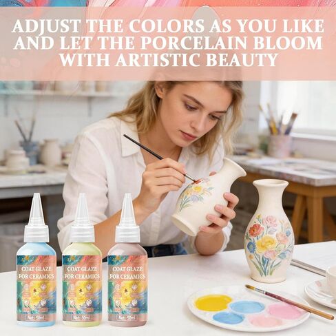 مجموعة JAOJAO Underglaze للسيراميك، 10 ألوان كلاسيكية (50 مل/1.7 أونصة)، طلاء فخار ثابت متوسط ​​النار (1180-1260 درجة مئوية)، طلاء سيراميك عالي التشبع للبيسك - 10 عبوات in Kuwait