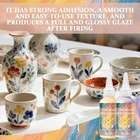 مجموعة JAOJAO Underglaze للسيراميك، 10 ألوان كلاسيكية (50 مل/1.7 أونصة)، طلاء فخار ثابت متوسط ​​النار (1180-1260 درجة مئوية)، طلاء سيراميك عالي التشبع للبيسك - 10 عبوات in Kuwait