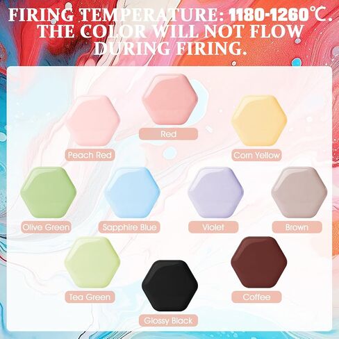 مجموعة JAOJAO Underglaze للسيراميك، 10 ألوان كلاسيكية (50 مل/1.7 أونصة)، طلاء فخار ثابت متوسط ​​النار (1180-1260 درجة مئوية)، طلاء سيراميك عالي التشبع للبيسك - 10 عبوات in Kuwait