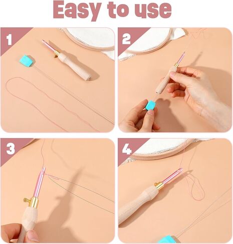 12 PCS Punch Needle Threaders, 7.87 Inch Long Needle Threader for Embroidery Floss, Easy Threading for Punch Needles Tool, Yarn & Cross Stitch Sewing Accessories (Green & White) in Kuwait