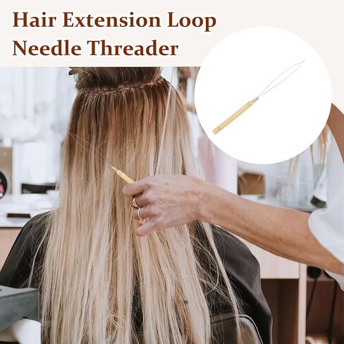 MECCANIXITY 5 قطع من خيط إطالة الشعر، أداة خطاف لسحب خرز النانو الصغير، وصلات الشعر المجدل البوهيمي، ضفائر كروشيه - مقبض خشبي in Kuwait
