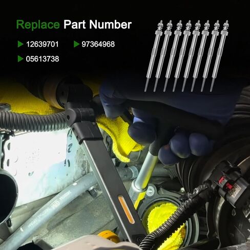 8PCS Glow Plugs 9G Compatible with Chevy GMC Duramax 6.6 Diesel for Silverado Sierra Savana Express 2006-2016# 12639701 97364968 05613738 in Kuwait