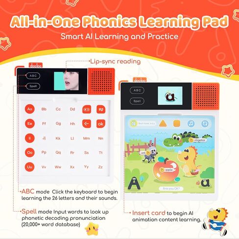 Learn to Read & Spell Phonics Pad, Interactive Electronic Learning Pad with 242 Sound Pages Card, Fun Learning Activities for Kids 3-10 Years Old in Kuwait