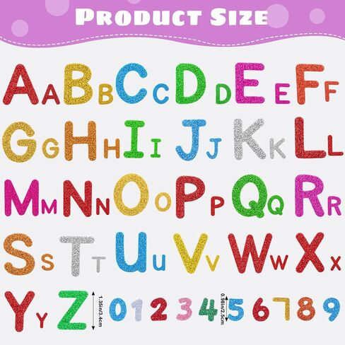 WSICSE 584Pcs Glitter Letter Stickers, 8 Colors 3D Self-Adhesive ABC Alphabet Stickers 0-9 Number Foam Stickers for Kids Crafts Scrapbook Card Classroom Party Home Decor in Kuwait