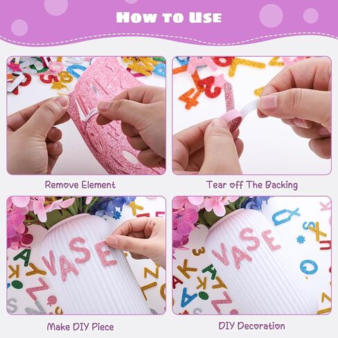 WSICSE 584Pcs Glitter Letter Stickers, 8 Colors 3D Self-Adhesive ABC Alphabet Stickers 0-9 Number Foam Stickers for Kids Crafts Scrapbook Card Classroom Party Home Decor in Kuwait