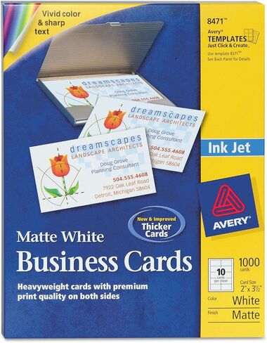 Avery 8471 Microperf Business Cards, Inkjet, 2 x 3-1/2, Matte White, 1000/Box in Kuwait